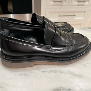 AGL Black Leather Penny Loafers